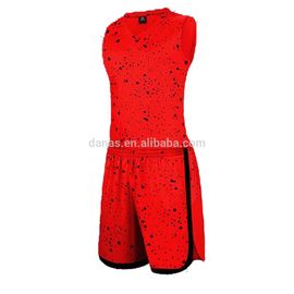 Customized Logo Printing Basketball Jersey Uniform Design Color Red