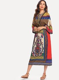 print traditional long african dress for women