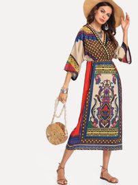print traditional long african dress for women