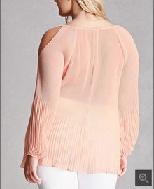 Alibaba new design plus size tops long sleeve split neckline pleated womens blouse 2017