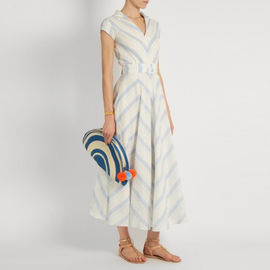 Fashion New Women Blue White Maxi Dress Girls Wrap Dress Ladies Striped Causal Dress For Wholesale