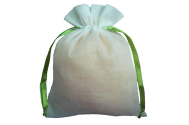 Recycled White Small Cotton Drawstring Pouch Bags For Kids Silkscreen