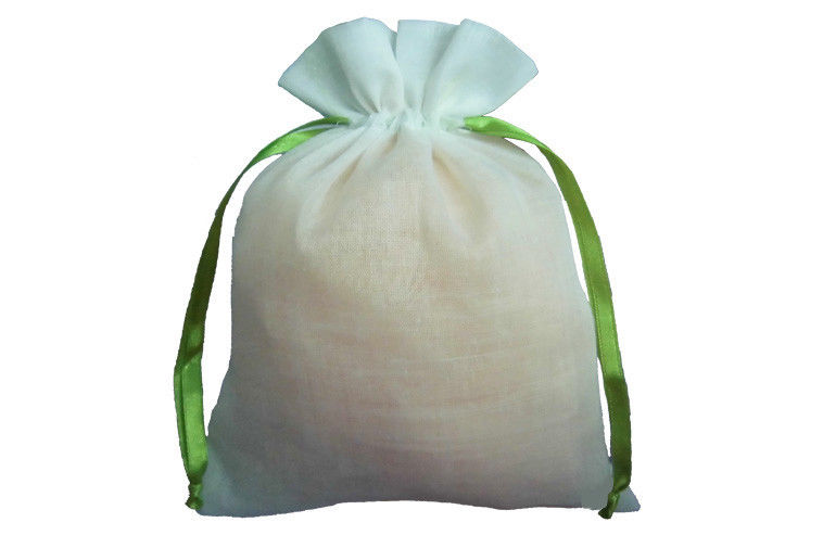 Recycled White Small Cotton Drawstring Pouch Bags For Kids Silkscreen